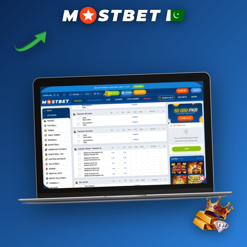 Mostbet for PC desktop client showing sportsbook lobby on a laptop screen